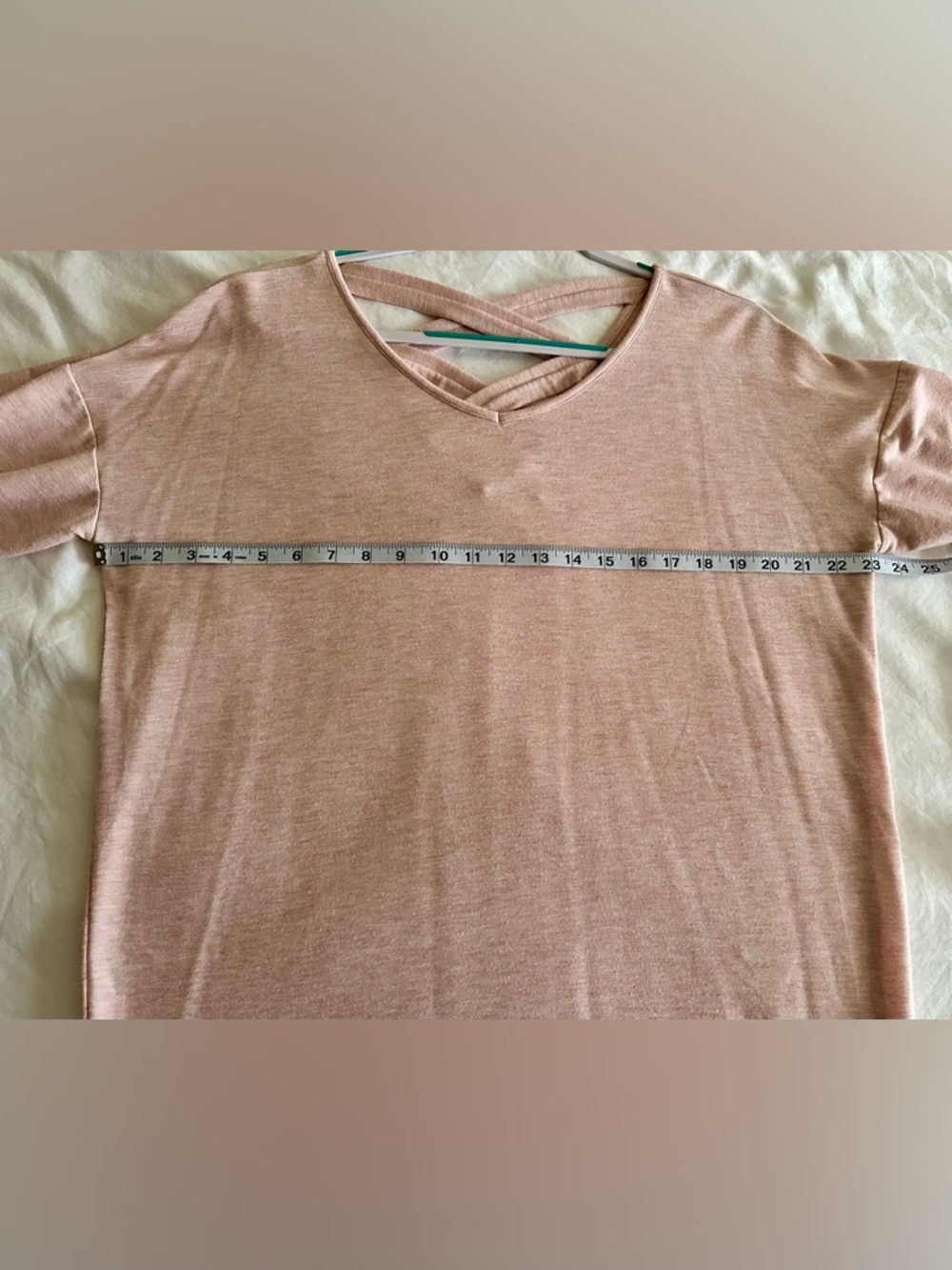 Relaxed V-Neck Crisscross Back Sweatshirt - Soft Pink Size L - Picture 4 of 6